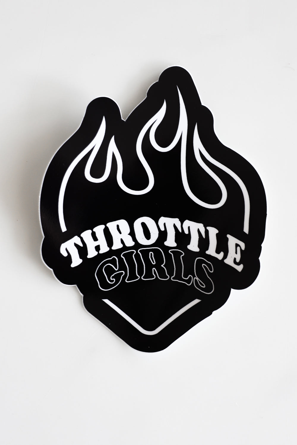 LARGE THROTTLE GIRLS HEART FLAME STICKER