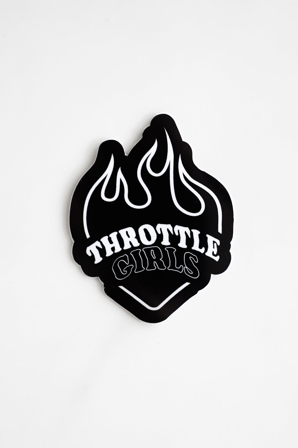 MEDIUM THROTTLE GIRLS HEART FLAME STICKER