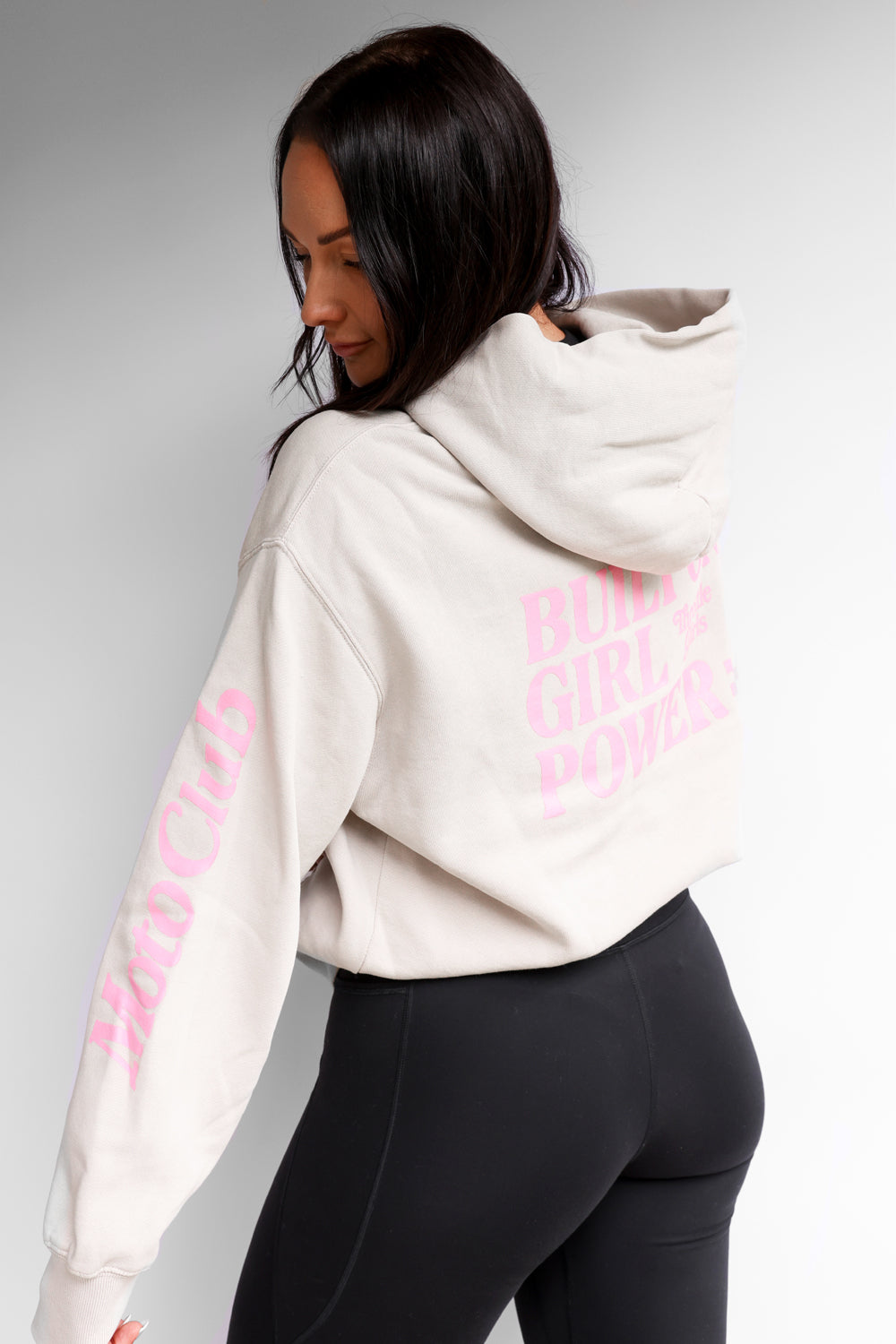 BUILT ON GIRL POWER HOODIE CREAM/PINK 2.0