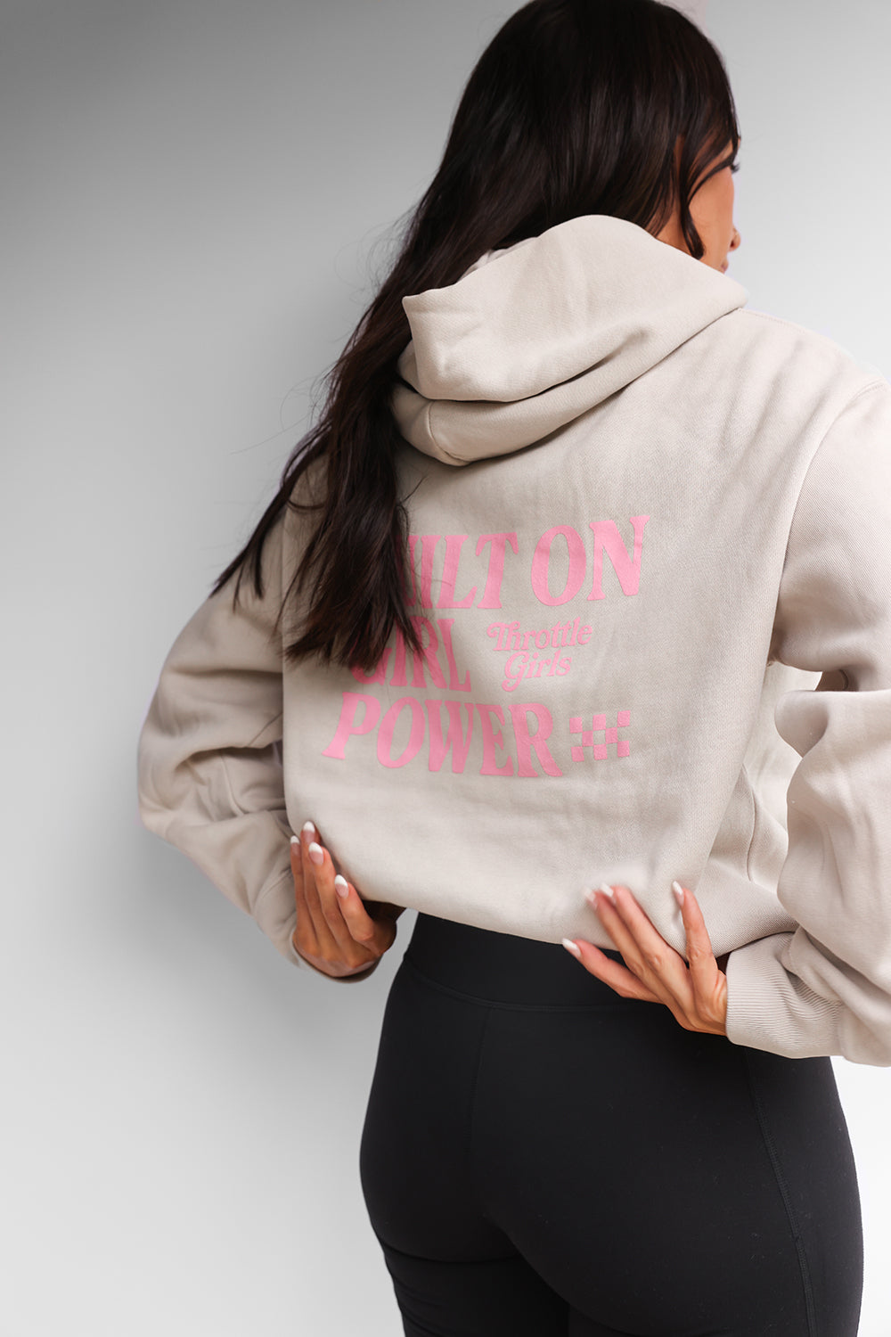 BUILT ON GIRL POWER HOODIE CREAM/PINK 2.0