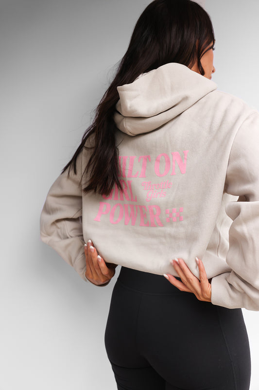 BUILT ON GIRL POWER HOODIE CREAM/PINK 2.0